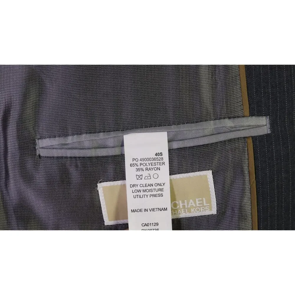 Michael Kors Gray Pinstripe 3-Piece 2-Btn Suit 40S